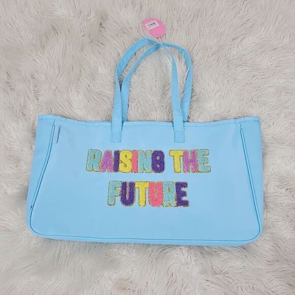 Simply Southern Handbags - Simply Southern Turquoise Sparkle Tote Raising The Future Teacher’s Bag NWT
